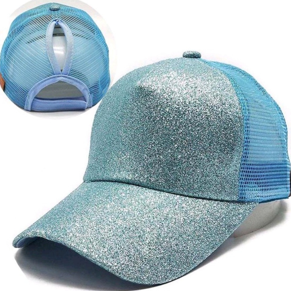 New Hot item!!! Blue Blingy CC high ponytail hat